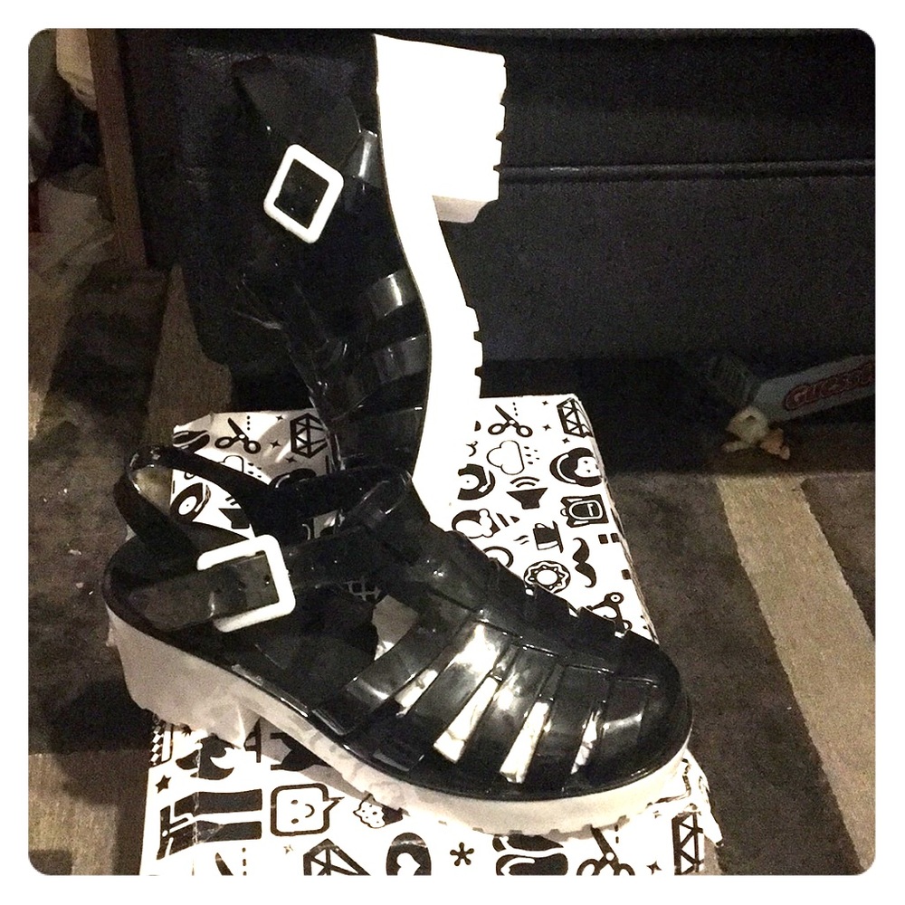 Women’s Black and White Jellies , brand new